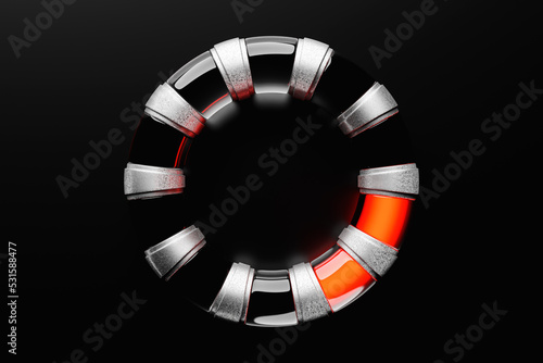 3d illustration of speed measuring speed icon. Colorful speedometer icon, speedometer pointer points to red normal color