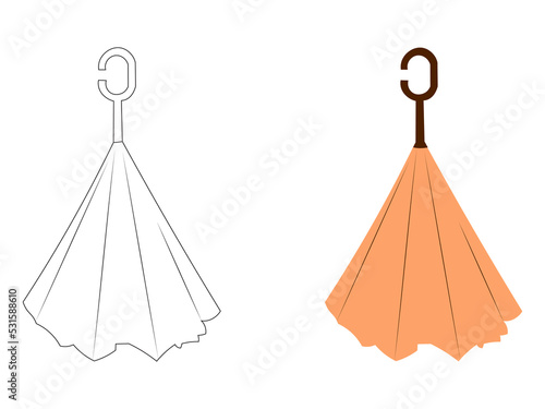 vector illustration of a folded umbrella in the style of flats and contours. Umbrella coloring.