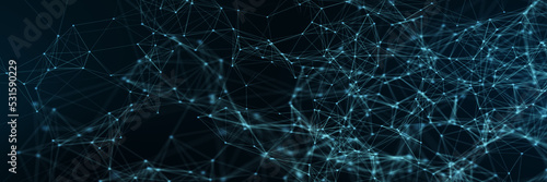 Abstract futuristic - technology with polygonal shapes on dark blue background. Design digital technology concept. 3d illustration.