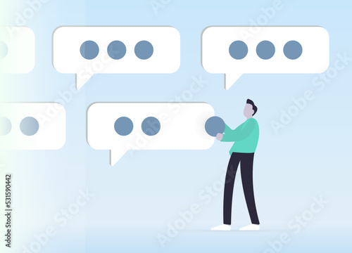 SMS marketing concept. Online Chat Messages, Digital Direct Text Marketing. SMS specialist, copywriter writes short messages for clients. Increase your sales with Short Message Service texts