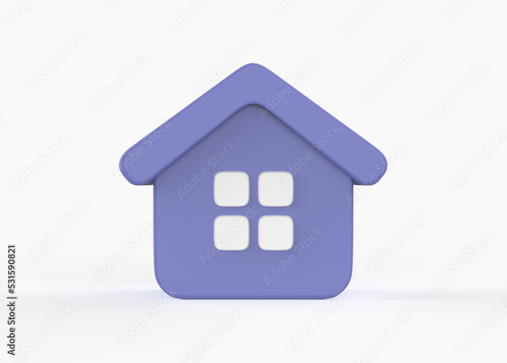 Minimal house symbol. Real estate, mortgage, loan concept. 3d illustration Minimal house symbol. Real estate, mortgage, loan concept. 3d illustration