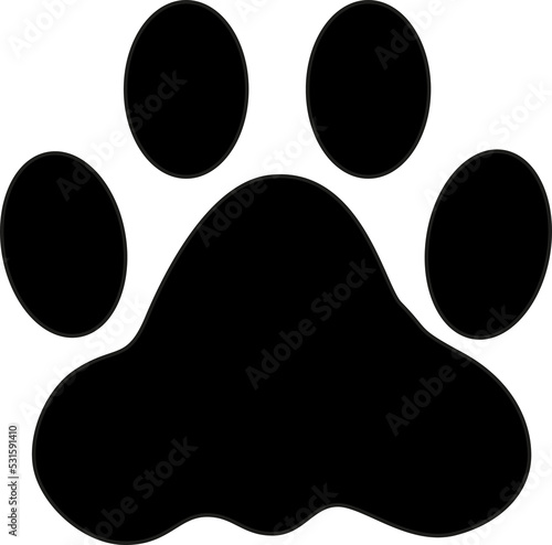 Dog or cat paw print flat icon for animal apps and websites. Animal footprint silhouette.