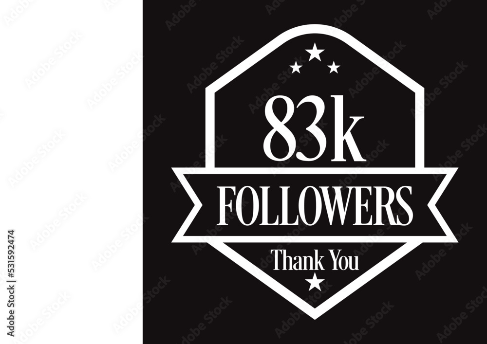 Thank you 83K followers, 83000 followers celebration, Vector Illustration Thank you 83K followers, 83000 followers celebration, Vector Illustration