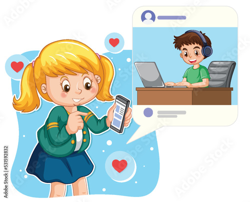 A girl browsing social media