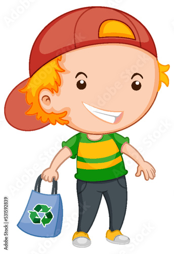 Little happy boy cartoon character