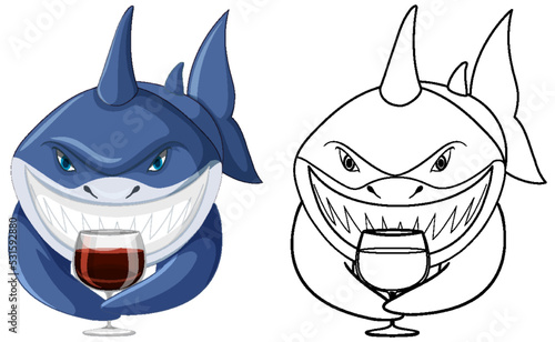 Doodle animal character for shark
