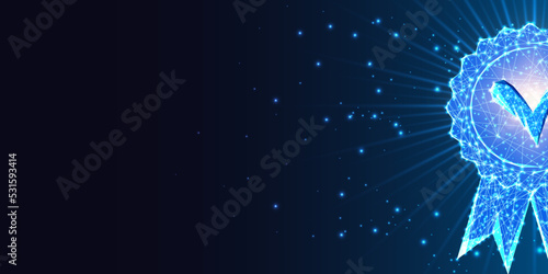 Excellent quality, luxury service futuristic glowing style concept banner on dark blue background