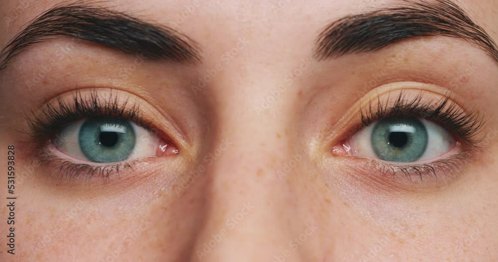 ME18-01-R-12. Portrait vision, eyes and zoom of beauty eye model thinking, blink and looking with eyeball, lashes or brow. Face skin texture and girl with focus, macro or blink motion eyelashes. ME18-01-R-12. Portrait vision, eyes and zoom of beauty eye model thinking, blink and looking with eyeball, lashes or brow. Face skin texture and girl with focus, macro or blink motion eyelashes.