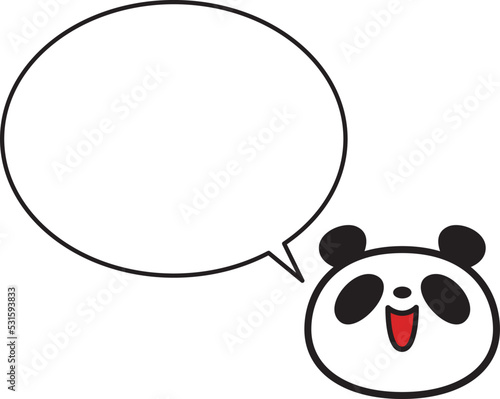 シンプルパンダ顔　笑顔　ふきだし
