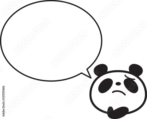 シンプルパンダ顔　考え中　ふきだし