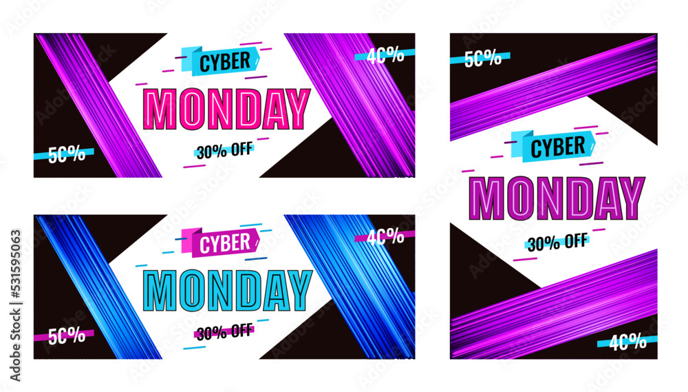Set Cyber Monday banner in modern style.