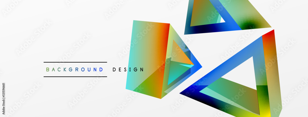 Triangle abstract background. 3d vector basic shape technology or business concept composition. Trendy techno business template for wallpaper, banner, background or landing