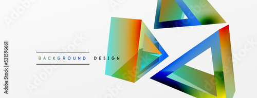 Triangle abstract background. 3d vector basic shape technology or business concept composition. Trendy techno business template for wallpaper, banner, background or landing © antishock