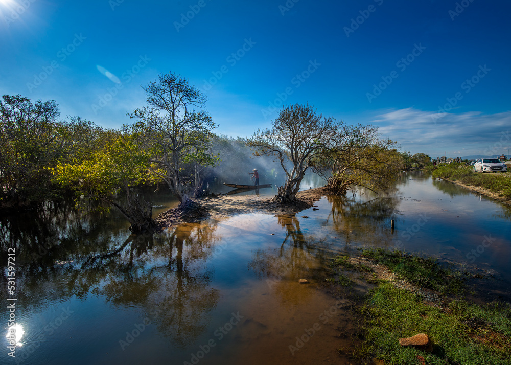 Amazing scenery in Ru Cha mangroves in Hue city, Vietnam.