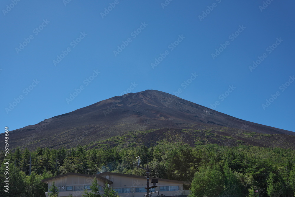 Tokyo,Japan - September 16, 2022: Summit of Mt. Fuji viewed from the fifth station of Mt. Fuji 
