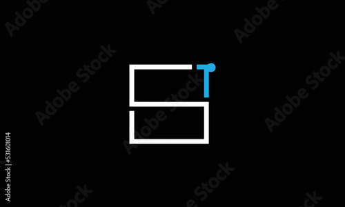Letter ST tech logo design template