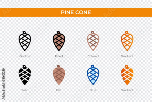 pine cone icon in different style. pine cone vector icons designed in outline, solid, colored, filled, gradient, and flat style. Symbol, logo illustration. Vector illustration