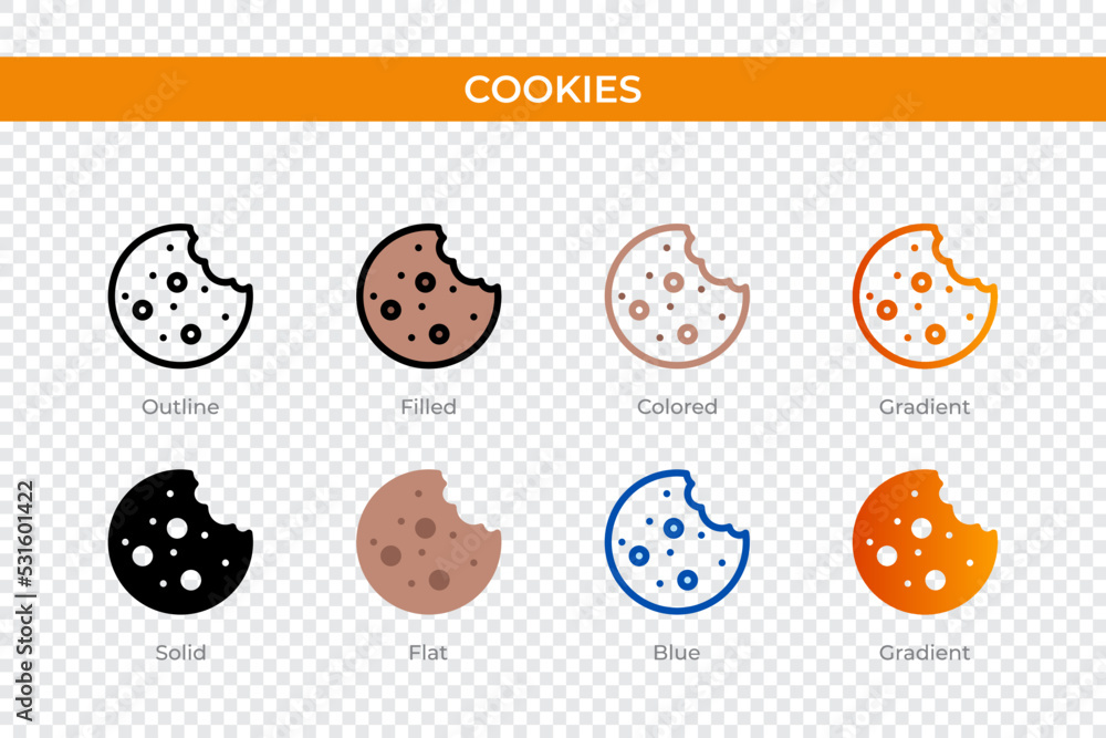 cookies icon in different style. cookies vector icons designed in ...