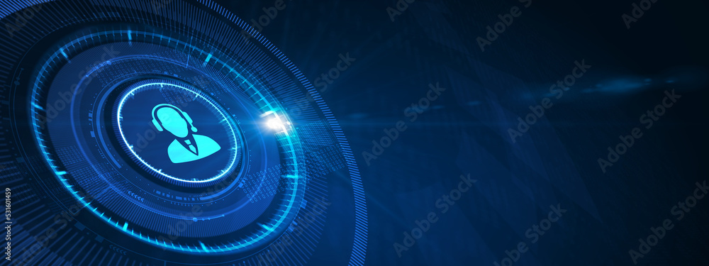 Obraz premium Business, Technology, Internet and network concept. Technical Support Center customer service. 3d illustration