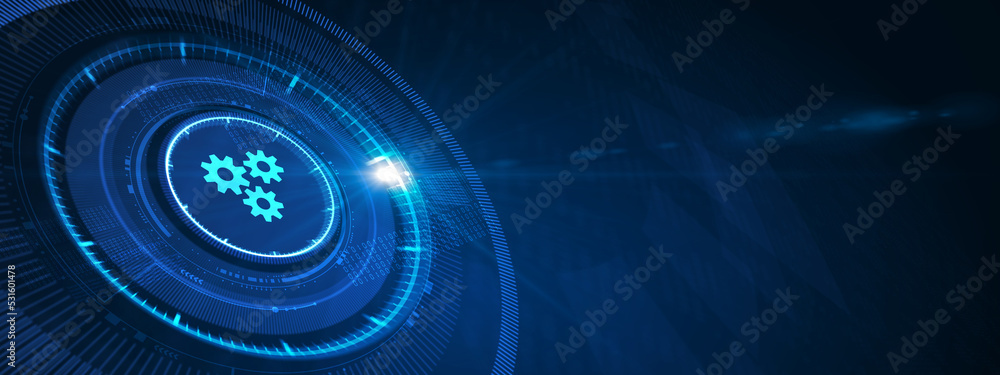 Business, Technology, Internet and network concept. Automation Software Technology Process System.3d illustration Business, Technology, Internet and network concept. Automation Software Technology Process System.3d illustration