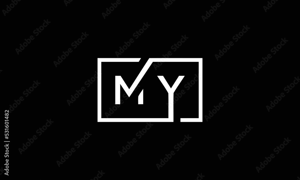 MY YM logo design concept with background. Initial based creative minimal monogram icon letter. Modern luxury alphabet vector design MY YM logo design concept with background. Initial based creative minimal monogram icon letter. Modern luxury alphabet vector design