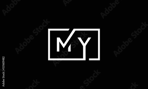 MY YM logo design concept with background. Initial based creative minimal monogram icon letter. Modern luxury alphabet vector design