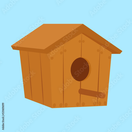 birdhouse made of wood on a blue background