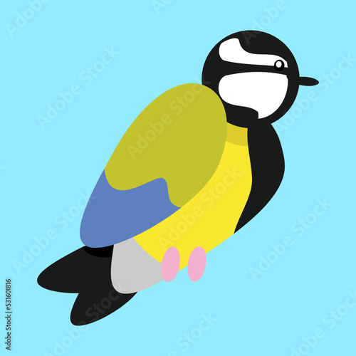 titmouse on a blue background