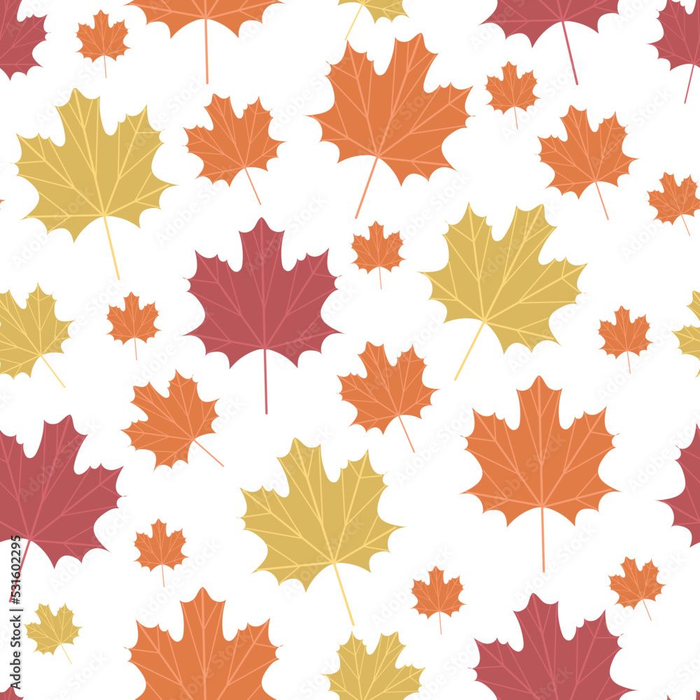 Obraz premium Seamless pattern autumn leaf fall. Vector illustration mapl leaves.Good for fabric, print, textile, kids decor room, background, wrapping