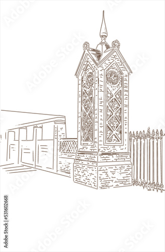 Gate in Neuruppin, Brandenburg, Germany, sketch style