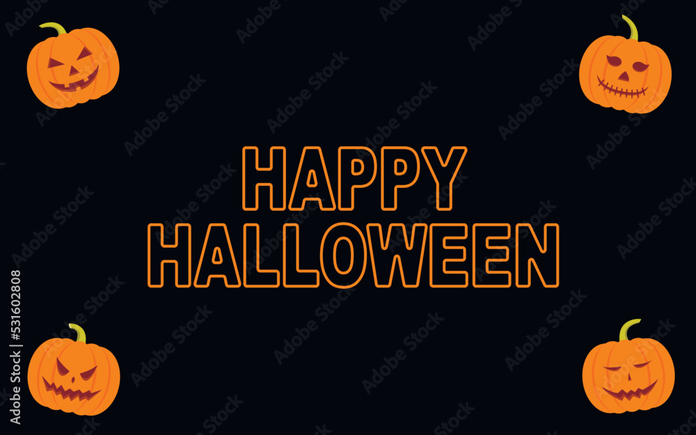 Naklejka premium Halloween greeting card with holiday pumpkins. Vector illustration.