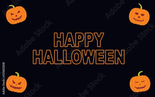 Halloween greeting card with holiday pumpkins. Vector illustration.