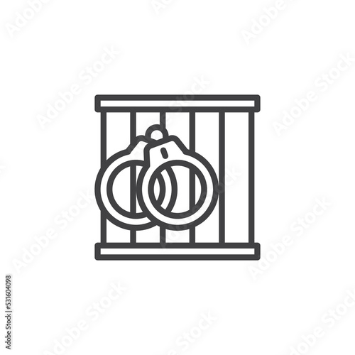 Jail and handcuffs line icon