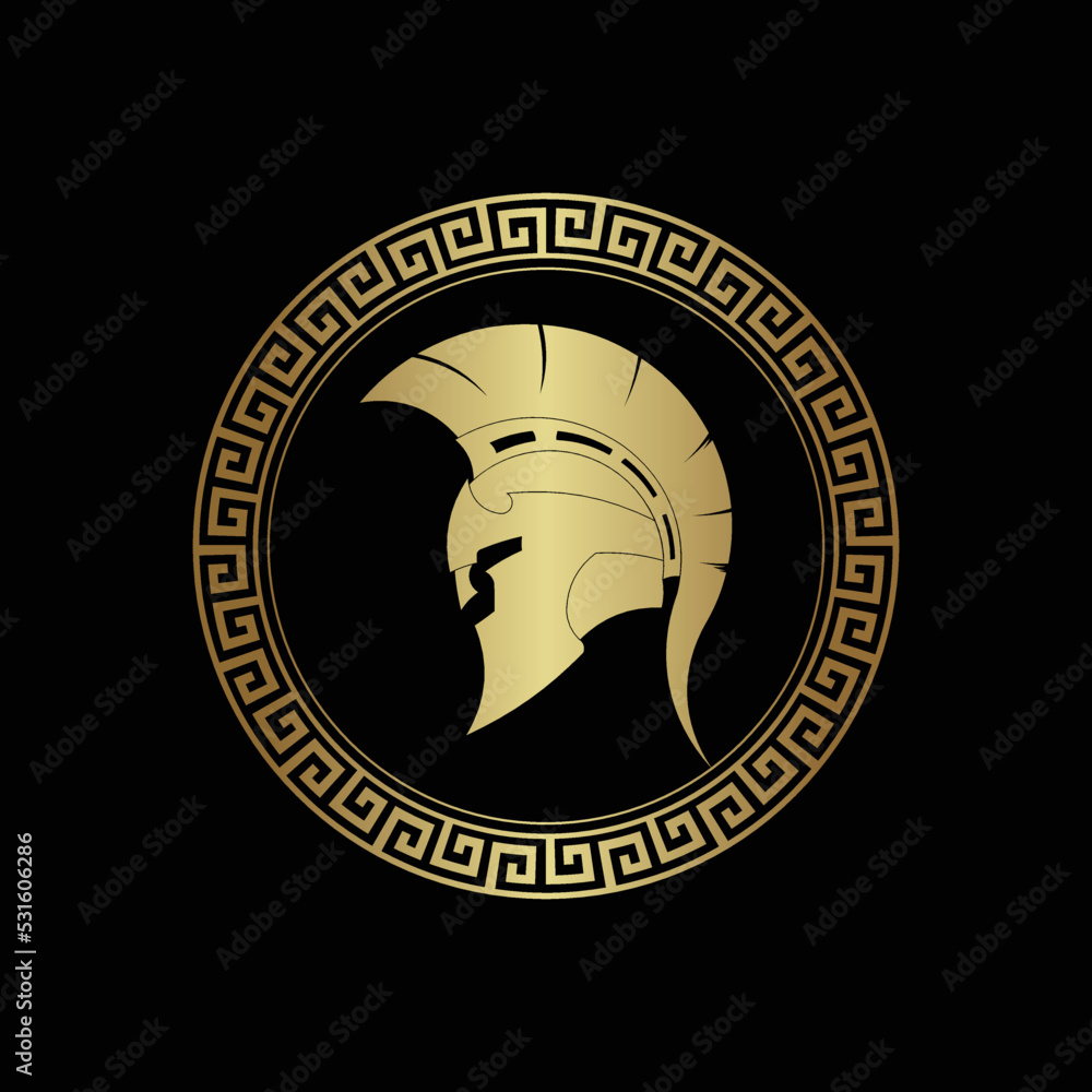 Spartan shield with helmet of the Spartan warrior symbol, emblem