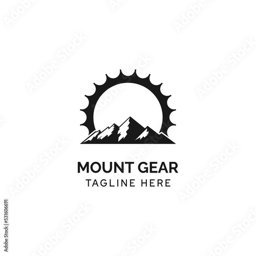 Mountain bike cycle enduro silhouette design with chain gear and mountain