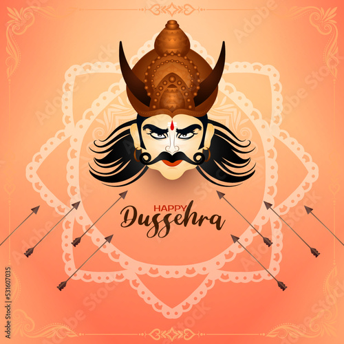 Happy Dussehra festival Ravana killing background design