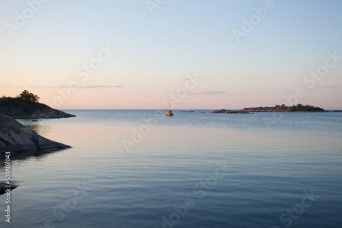 Swedish archipelago calm sea boat 