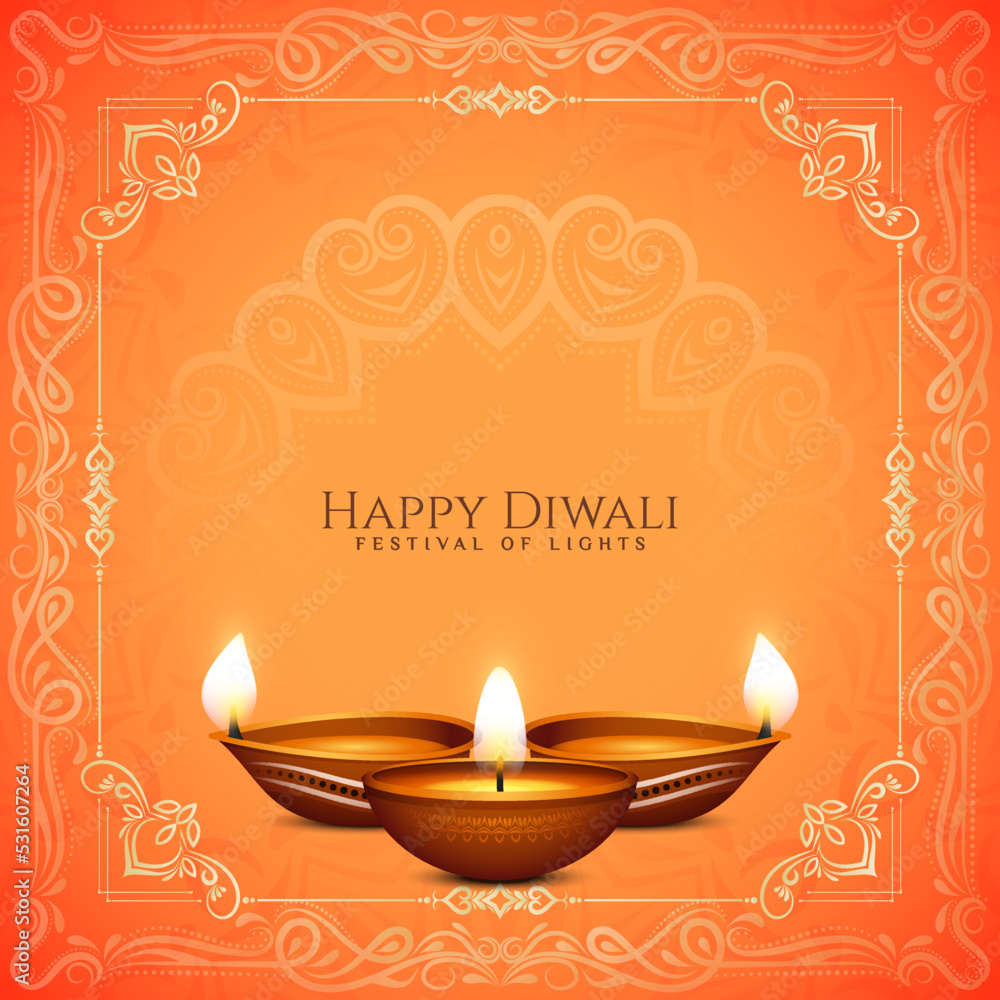 Naklejka premium Illustration of Happy Diwali Indian festival background design with lamps