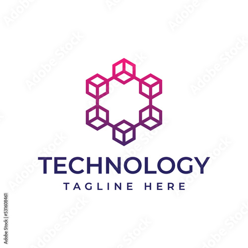 modern blockchain technology logo design