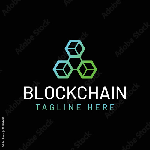 modern blockchain technology logo design