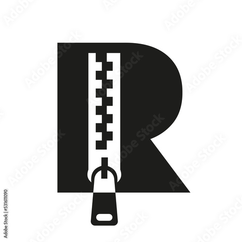 Initial Letter R Zipper Logo For Fashion Cloth, Embroidery and Textile Symbol Identity Vector Template