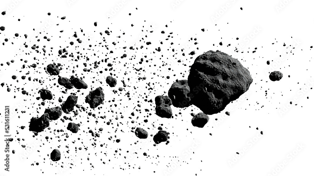 a swarm of asteroids, isolated
