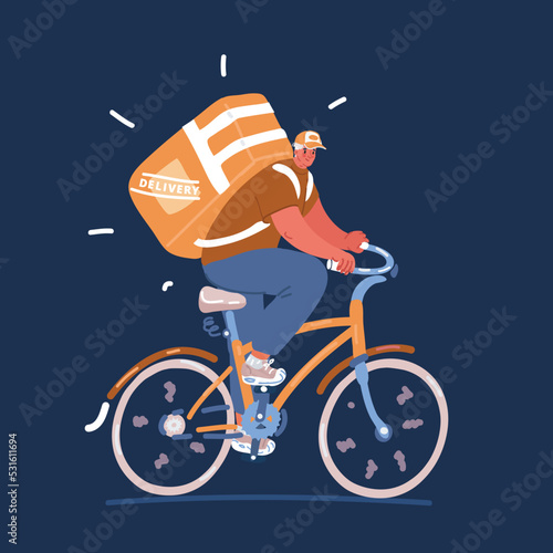 Cartoon vector illustration of Food delivery guy riding a bicycle isolated