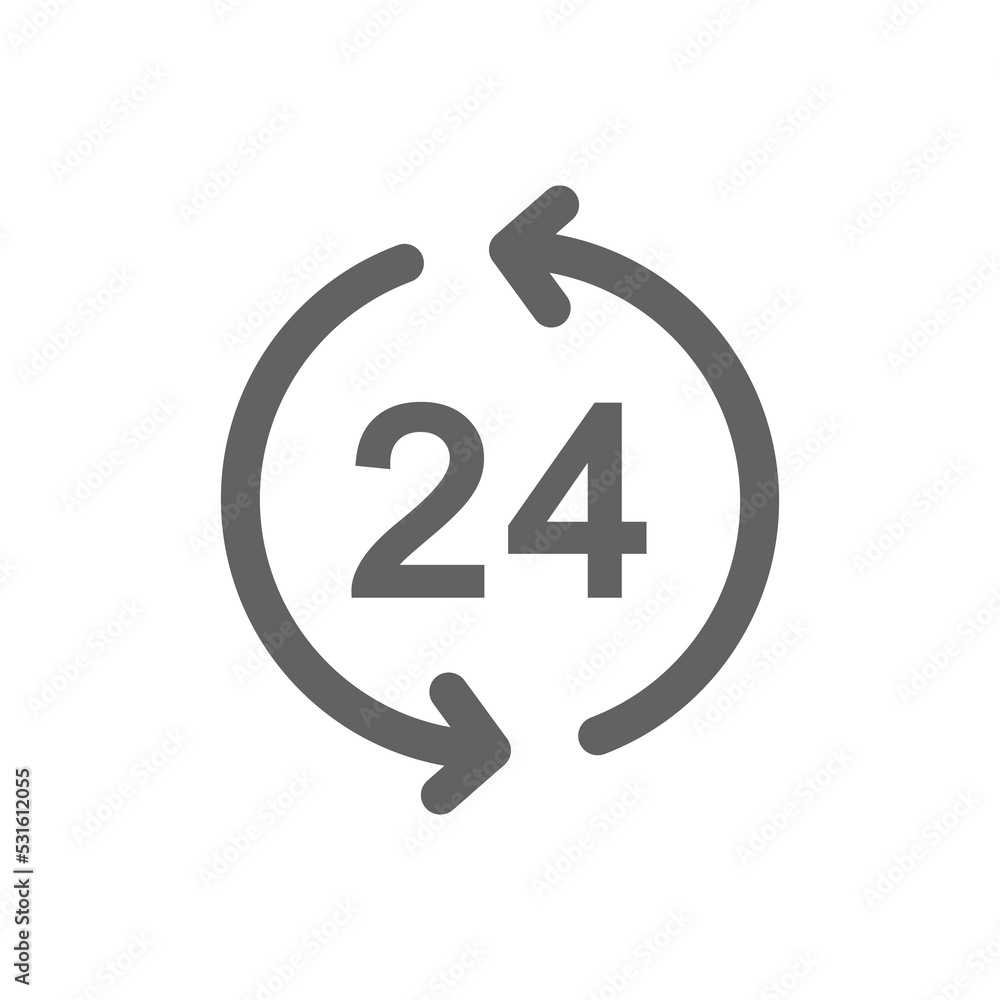 24 hour icon. Perfect for timer icon or user interface applications. vector sign and symbol 24 hour icon. Perfect for timer icon or user interface applications. vector sign and symbol