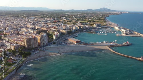 Aerial photo of Benicarlo, seaside town in Spanish on Mediterranean coast photo