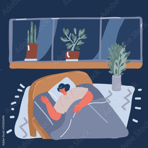 Cartoon vector illustration of sleeping woman