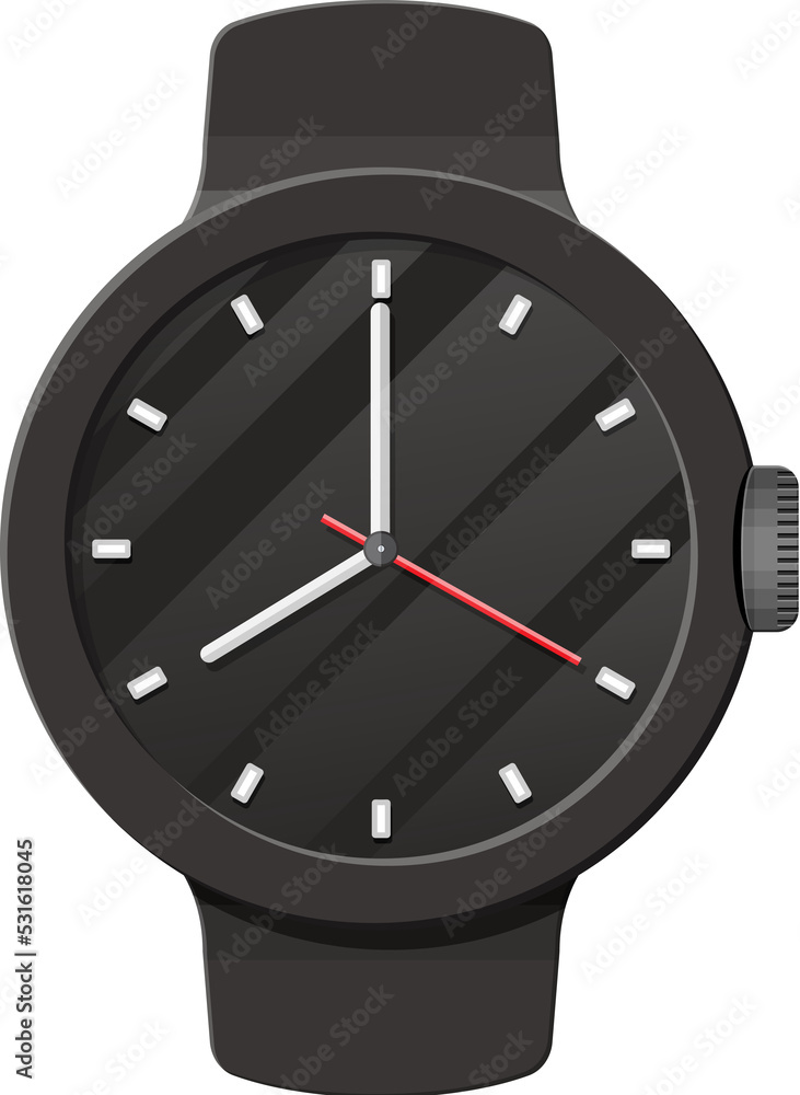 Wristwatch, black clock with strap Wristwatch, black clock with strap