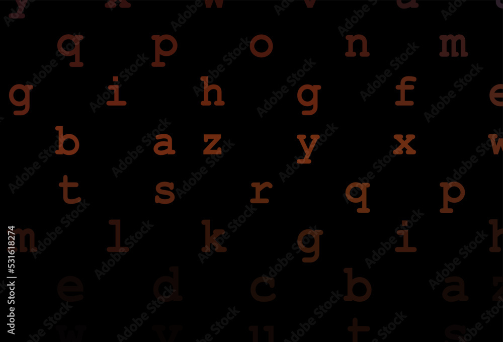 Dark red vector texture with ABC characters. Dark red vector texture with ABC characters.