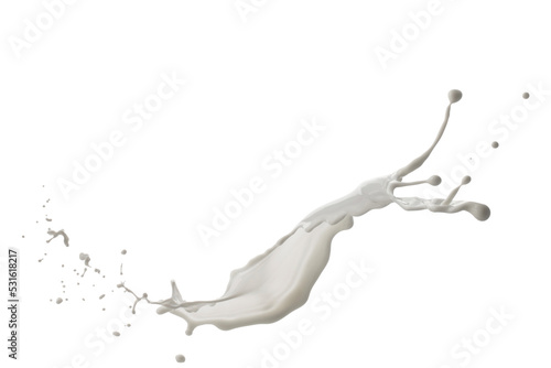 Tableau sur toile a glass glass from which milk splashes out, isolated on a white background