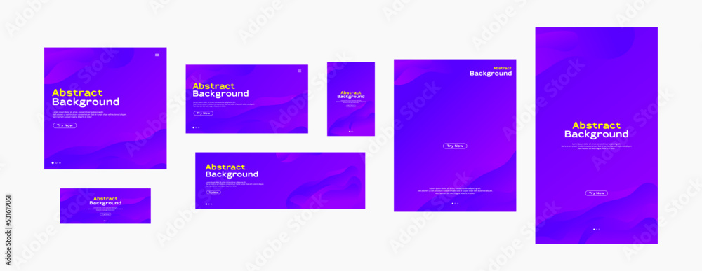 Set of wavy gradient shapes abstract background, design wallpaper for landing page, poster, banner, presentation, advertisement, cover, flyer Set of wavy gradient shapes abstract background, design wallpaper for landing page, poster, banner, presentation, advertisement, cover, flyer